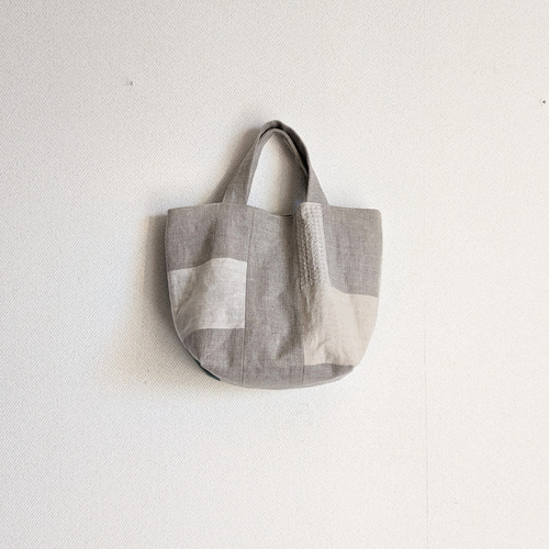 リネンのトートバッグ S△パッチワーク グリーン トートバッグ nuno:co