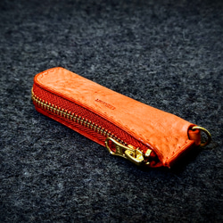 厚い革1枚のスティックコインケース【ALASKA/アラスカ オレンジ×オレンジカラー】イタリアンレザー 受注生産 7枚目の画像