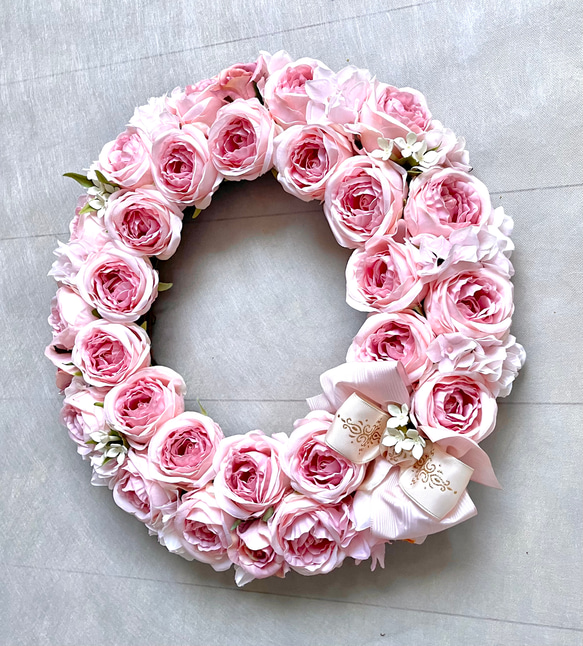 No.wreath-15509/薄ピンクバラのひな祭り２WAYリース (1) 38cm/アーティフィシャルフラワー造花 11枚目の画像