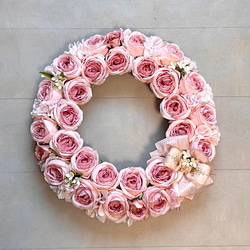 No.wreath-15509/薄ピンクバラのひな祭り２WAYリース (1) 38cm/アーティフィシャルフラワー造花 9枚目の画像