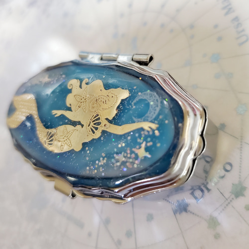 深海と人魚のピルケース。シルバーピルケース レジンハンドメイド 