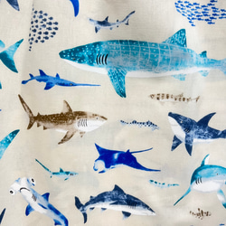 サメがいっぱいなスモック アイボリー 長袖 110 男の子 2枚目の画像