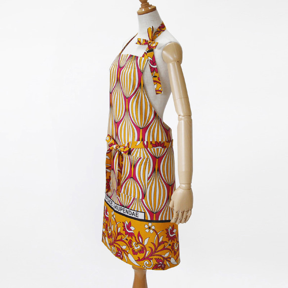 カンガのエプロン（バルーン柄）エプロン アフリカ布 母の日 ギフト 6枚目の画像