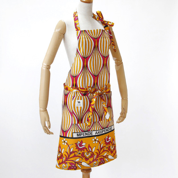 カンガのエプロン（バルーン柄）エプロン アフリカ布 母の日 ギフト 5枚目の画像