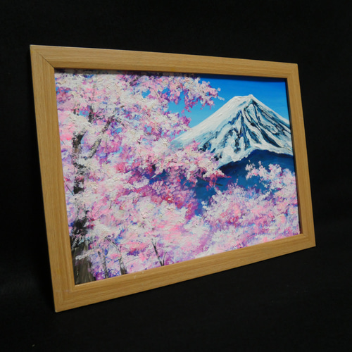油絵 油彩 油彩画 絵画 絵 【桜の富士山】 絵画 HR 通販