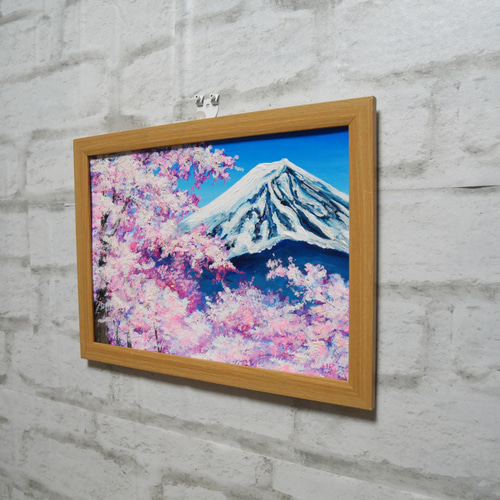 油絵 油彩 油彩画 絵画 絵 【桜の富士山】 絵画 HR 通販