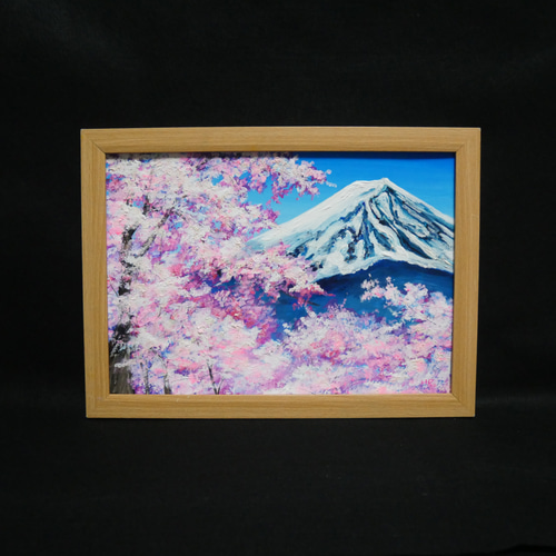 油絵 油彩 油彩画 絵画 絵 【桜の富士山】 絵画 HR 通販