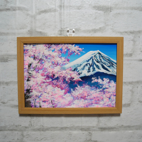 油絵 油彩 油彩画 絵画 絵 【桜の富士山】 絵画 HR 通販 15336578