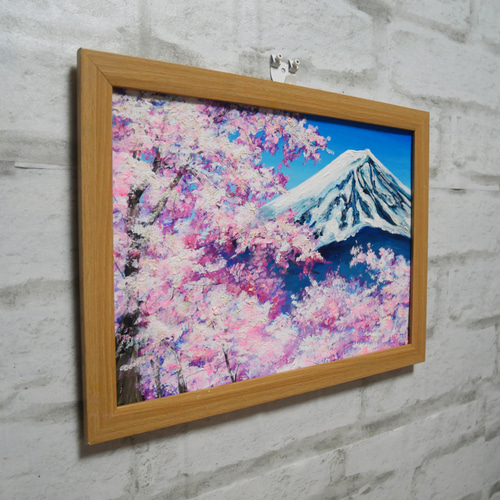 油絵 油彩 油彩画 絵画 絵 【桜の富士山】 絵画 HR 通販