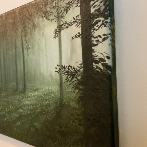 手描きの油絵作品】静かな森に差し込むやさしい光 絵画 JO's art