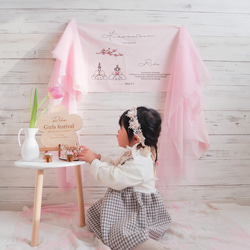 限定色ピンク⁂ お名前入り横型ひなまつりタペストリー|桃の節句|吊るし