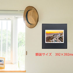 【送料無料】絵画調写真作品「ギリシャ、サントリーニ島イアの夕日」 3枚目の画像