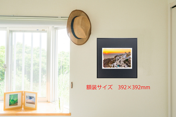 【送料無料】絵画調写真作品「ギリシャ、サントリーニ島イアの夕日」 3枚目の画像