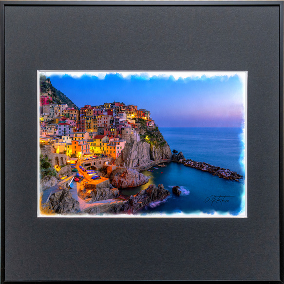 【送料無料】絵画調写真作品「イタリア - チンクエ・テッレの夕暮れ」 2枚目の画像