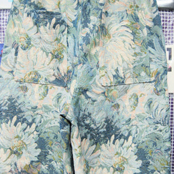 絵画フラワーデザイン　ゴブラン織りワイドパンツ:水色 7枚目の画像