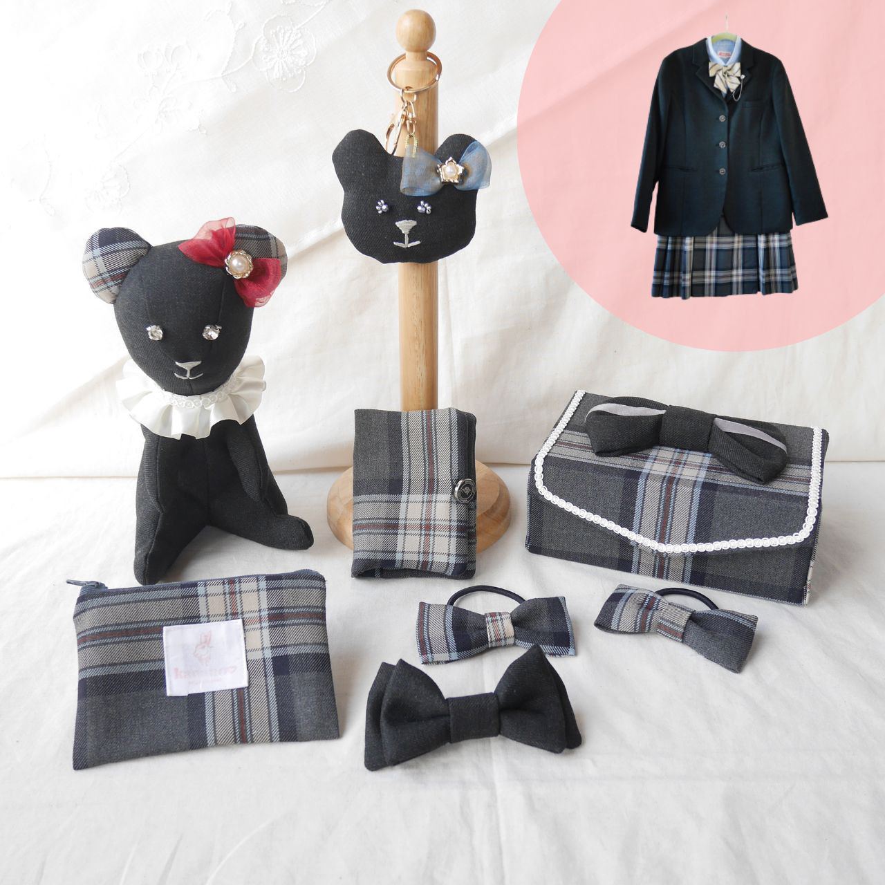 ぬいぐるみ キーホルダー アクセサリーボックス 制服 リメイク オーダー 卒業記念 メモリアル 思い出  高校生 中学