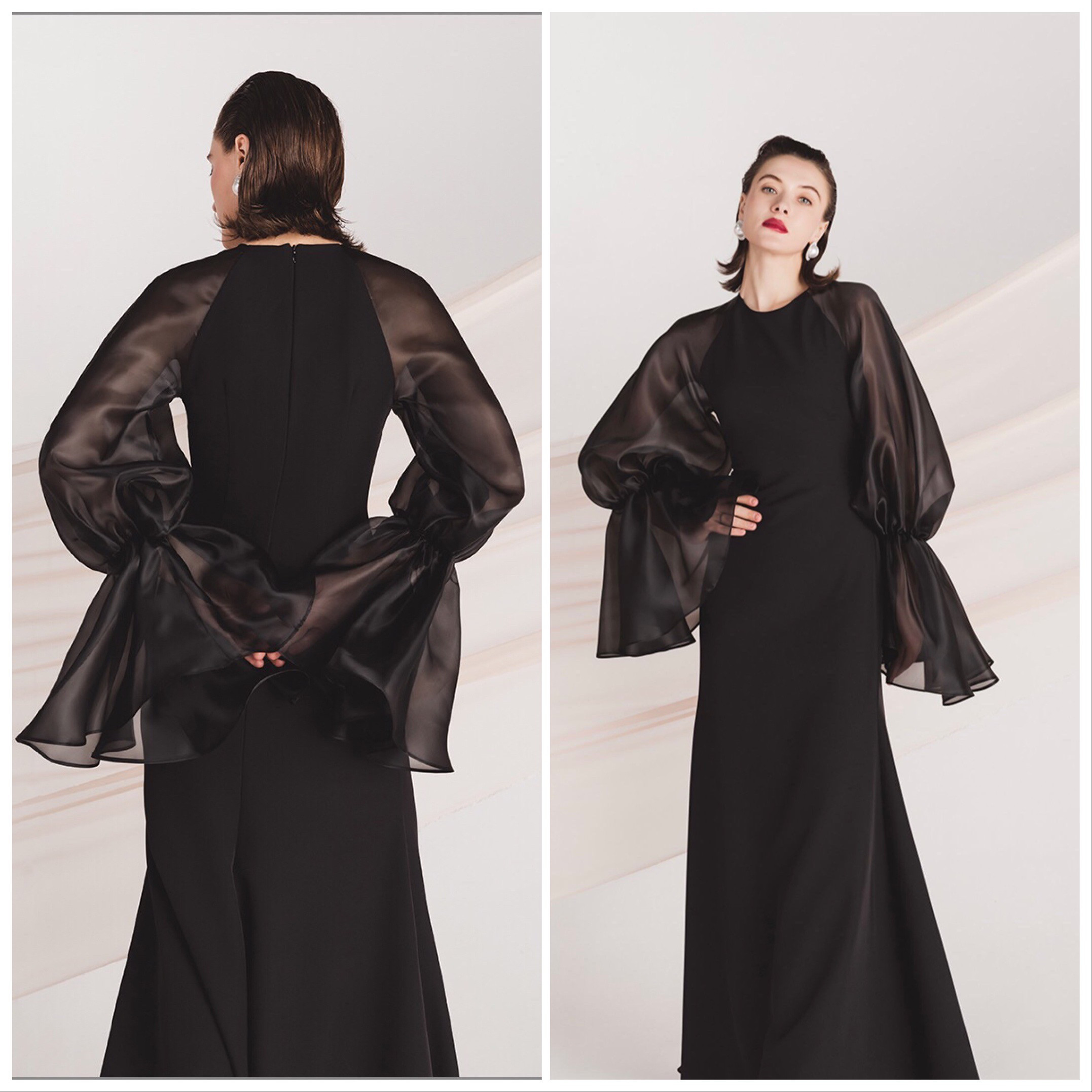 【サイズオーダー可能】ブラックチュールパーティドレス・演奏会