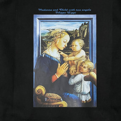 フィリッポリッピ　聖母子と二人の天使　キャンバストートバッグMサイズ黒　内ポケット付き 2枚目の画像