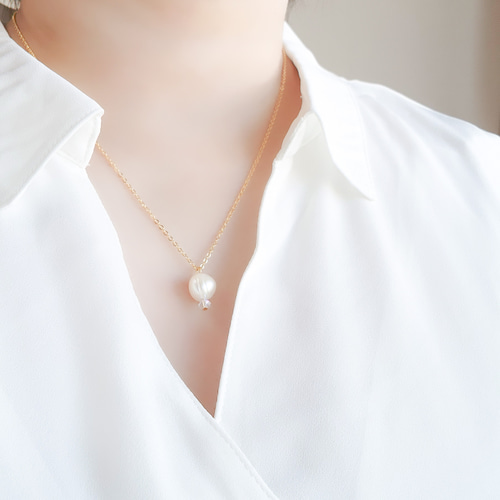淡水パールネックレス＆ピアス・イヤリングセット（ピアス：揺れないタイプ） 淡水パールのネックレス＆耳飾り（ピアス・イヤリング）セット