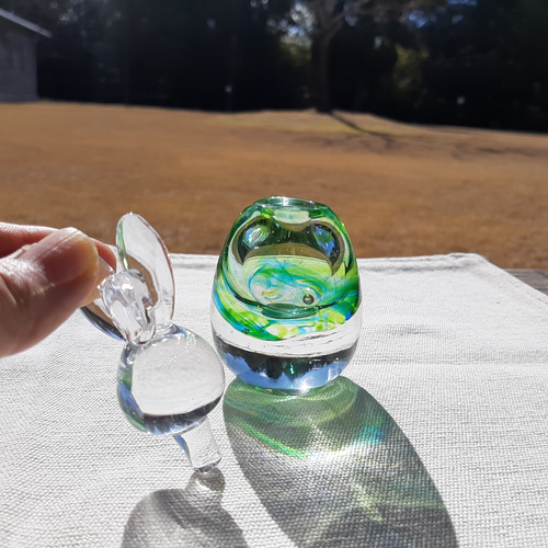 うさぎ雛 吹きガラス 線模様 ひな人形・雛飾り ガラス日和 通販