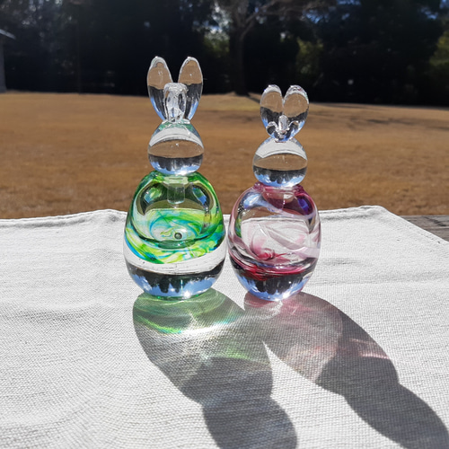 うさぎ雛 吹きガラス 線模様 ひな人形・雛飾り ガラス日和 通販