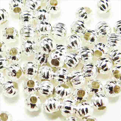 線金屬珠★3mm/白銀/約180顆★間隔球零件珠（bizusen3-s） 第2張的照片