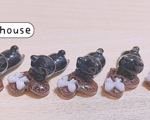 ぐで猫シリーズ 黒猫バレンタインハートチョコ 5匹セット レジン