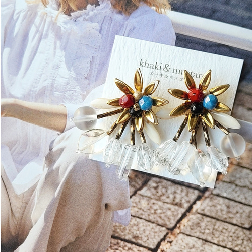 337＊残り2点 大ぶり！レッド アンティークゴールド 大人女子