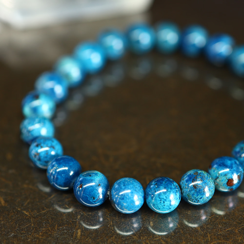 ☆超希少石☆…☆ブルークリソコラ（シャッタカイトブルー）8ミリ