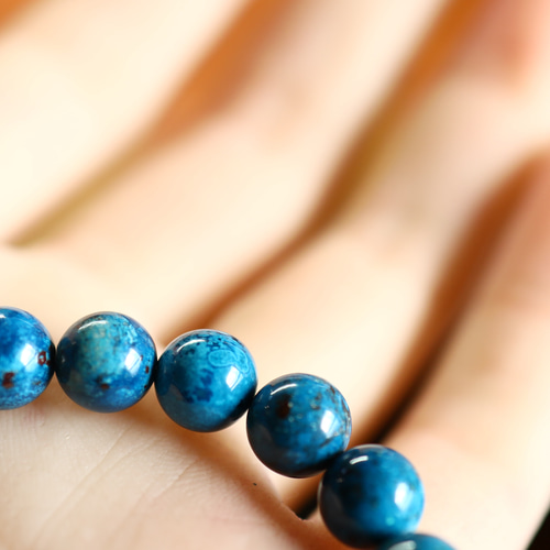 ☆超希少石☆…☆ブルークリソコラ（シャッタカイトブルー）8ミリ