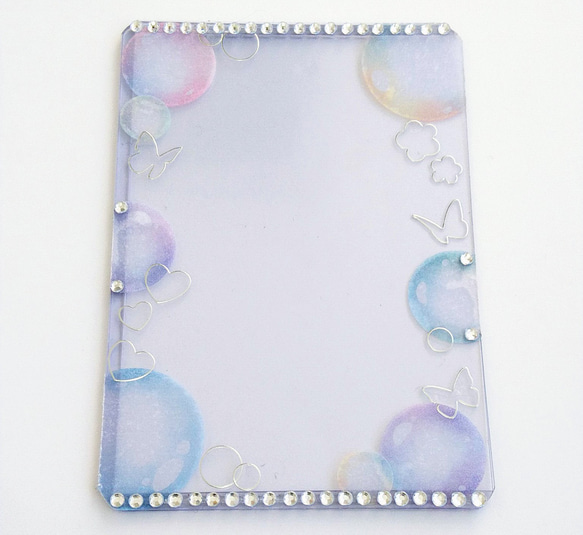 硬質ケース デコ シャボン玉 シルバー B8 名刺入れ・カードケース ハナ