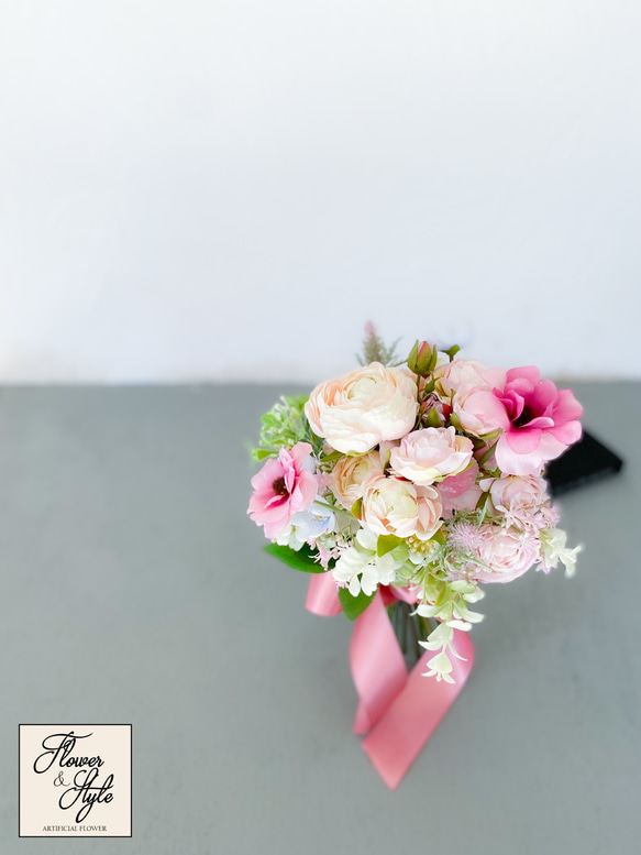 カーネーションとバラのインテリアブーケ　アーティフィシャルフラワー　造花　花束　ブーケ　ピンク　プレゼント　ギフト　 8枚目の画像
