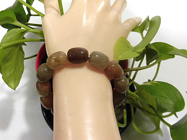天然石 太鼓型 ルチルクォーツ(多彩針) ブレスレット 内周19.5cm 