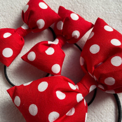 【送料無料】《再販》赤×白ドット［4］☆リボンゴムセットA 親子 姉妹 お揃いコーデ 5枚目の画像