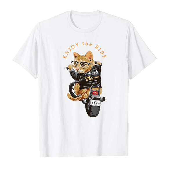 Tシャツ バイク キャット ライダー おしゃれ かわいい 猫 ティシャツ 2枚目の画像