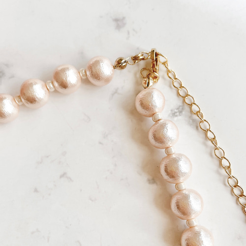 8mm 桜色コットンパールのネックレス 1連【入学式・卒業式に・結婚式 