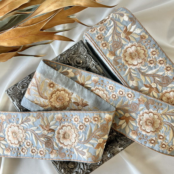 50cm  インド刺繍リボン  シルク  花柄 8枚目の画像