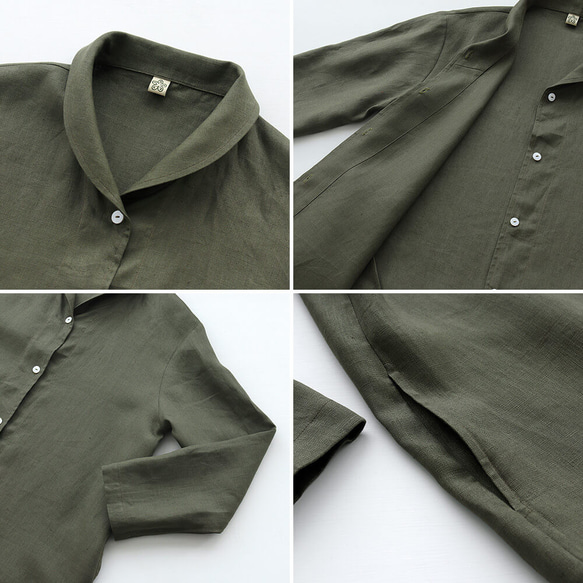 《數量有限》亞麻披肩領2way襯衫外套外罩（卡其色）CO01。 第12張的照片
