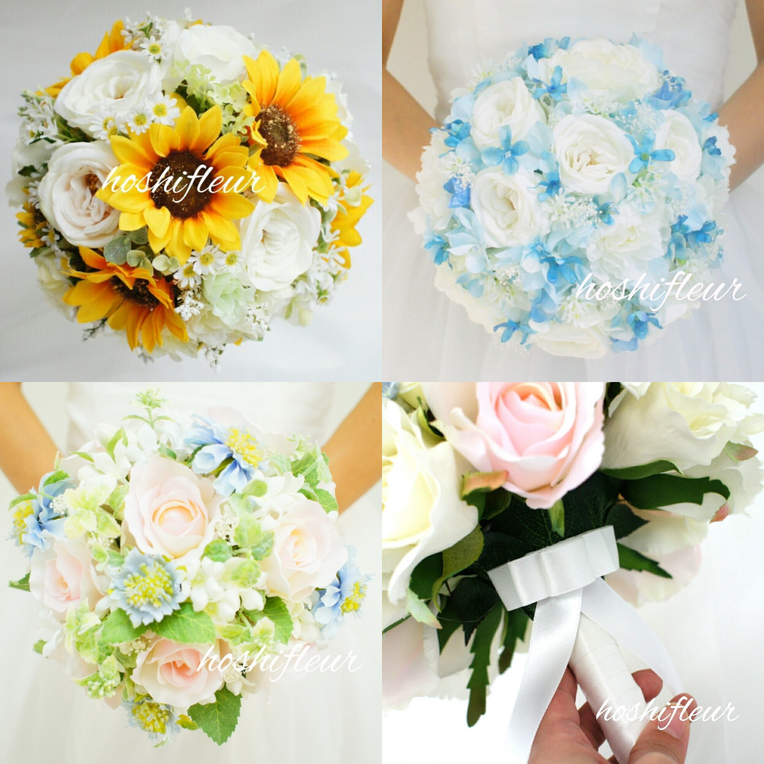 オーダーメイドブーケ+ブートニアウェディングブーケウエディングブーケ造花ブーケ