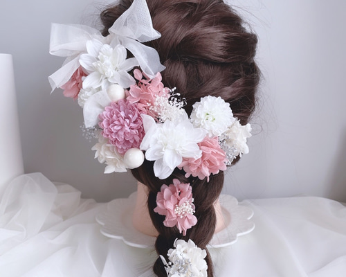 フレンチ　アンティーク　ヘッドドレス　フェザー　淡いピンク フレンチ アンティーク ヘッドドレス フェザー 淡いピンク