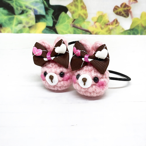 【新作現品限り】350円 ヘアゴム うさぎ ハート ベア　くるみボタン38mm 新作現品限り】350円 ヘアゴム うさぎ ハート ベアくるみボタン38mm
