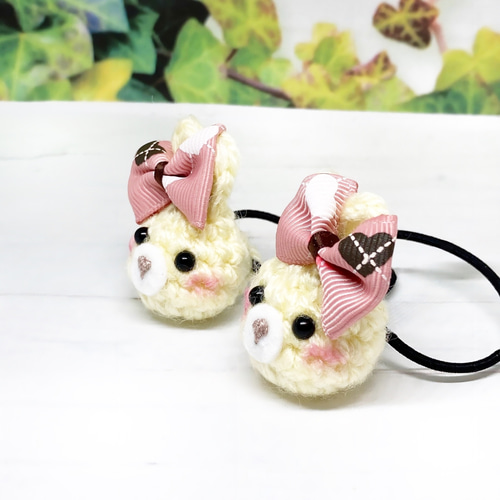 ヘアゴム ヘアリボン ツインテール　1232　うさぎ ヘアゴム ヘアリボン ツインテール 1232 うさぎ 3点セット