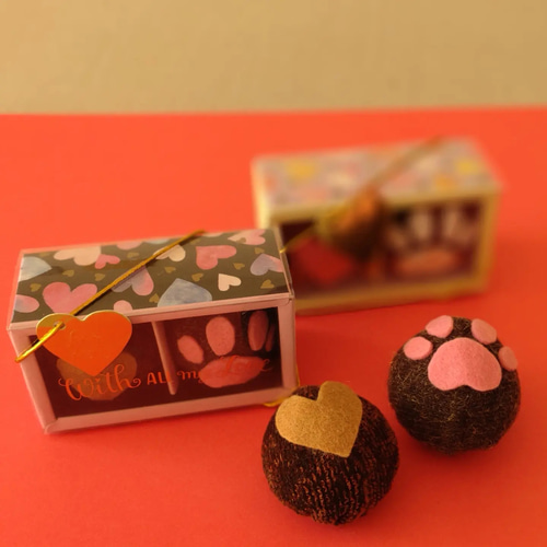 鈴入り猫おもちゃ バレンタイン チョコ♡ボール ギフトパック ボール2