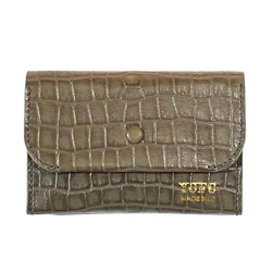 名刺入れ カードケース クロコダイル型押し グレー 名刺入れ・カード