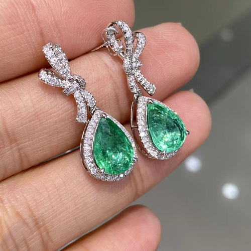 楽天市場】ピアス k18 18金 エメラルド 天然 ダイヤモンド ピアス  