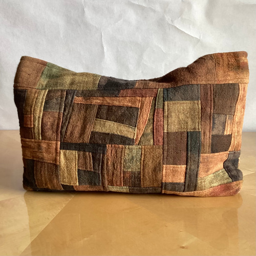 ランダム染めの柿渋染めパッチワークバック (1) トートバッグ ひだまり