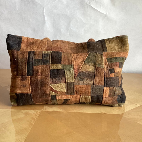 ランダム染めの柿渋染めパッチワークバック (1) トートバッグ ひだまり