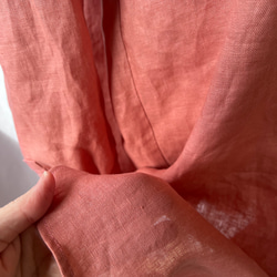 【ゆったりリラックス♪フレンチリネンのチュニックシャツ】プルオーバー　さくら色　サーモンピンク　スモーキーカラー 20枚目の画像