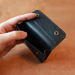 【オーダー品】黒ヌメ革のハーフウォレットとカード入れセット　二つ折り財布　カードケース 18枚目の画像