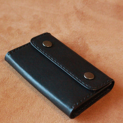 【オーダー品】黒ヌメ革のハーフウォレットとカード入れセット　二つ折り財布　カードケース 14枚目の画像